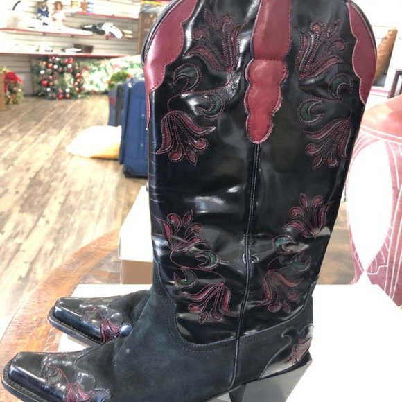 Leather & Suede Cowboy Boots - Picture 2 of 3